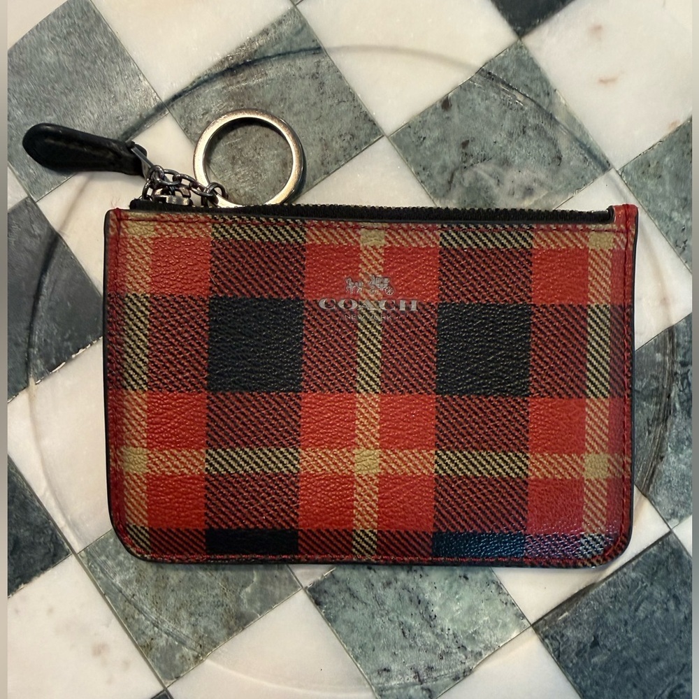 Coach Mini Skinny Id Case With Tartan Plaid Print.NWOT